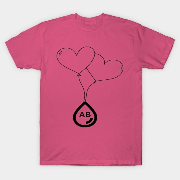 Heart with Blood Group AB T-Shirt by Bharat Parv